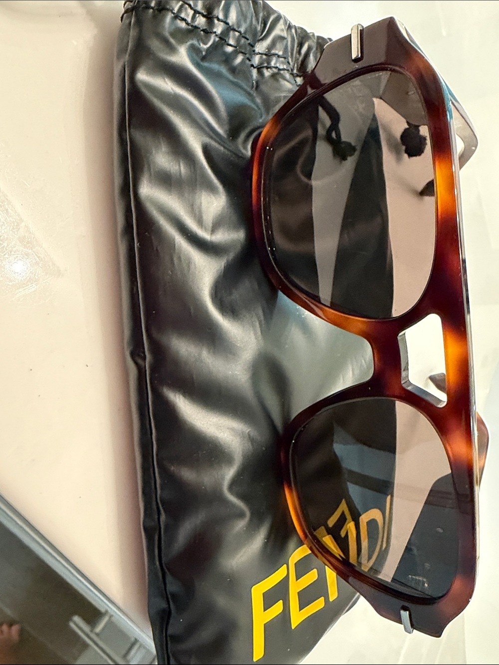Fendi Tortoiseshell Frame Sunglasses with Dark Brown Lenses - Picture 9 of 9